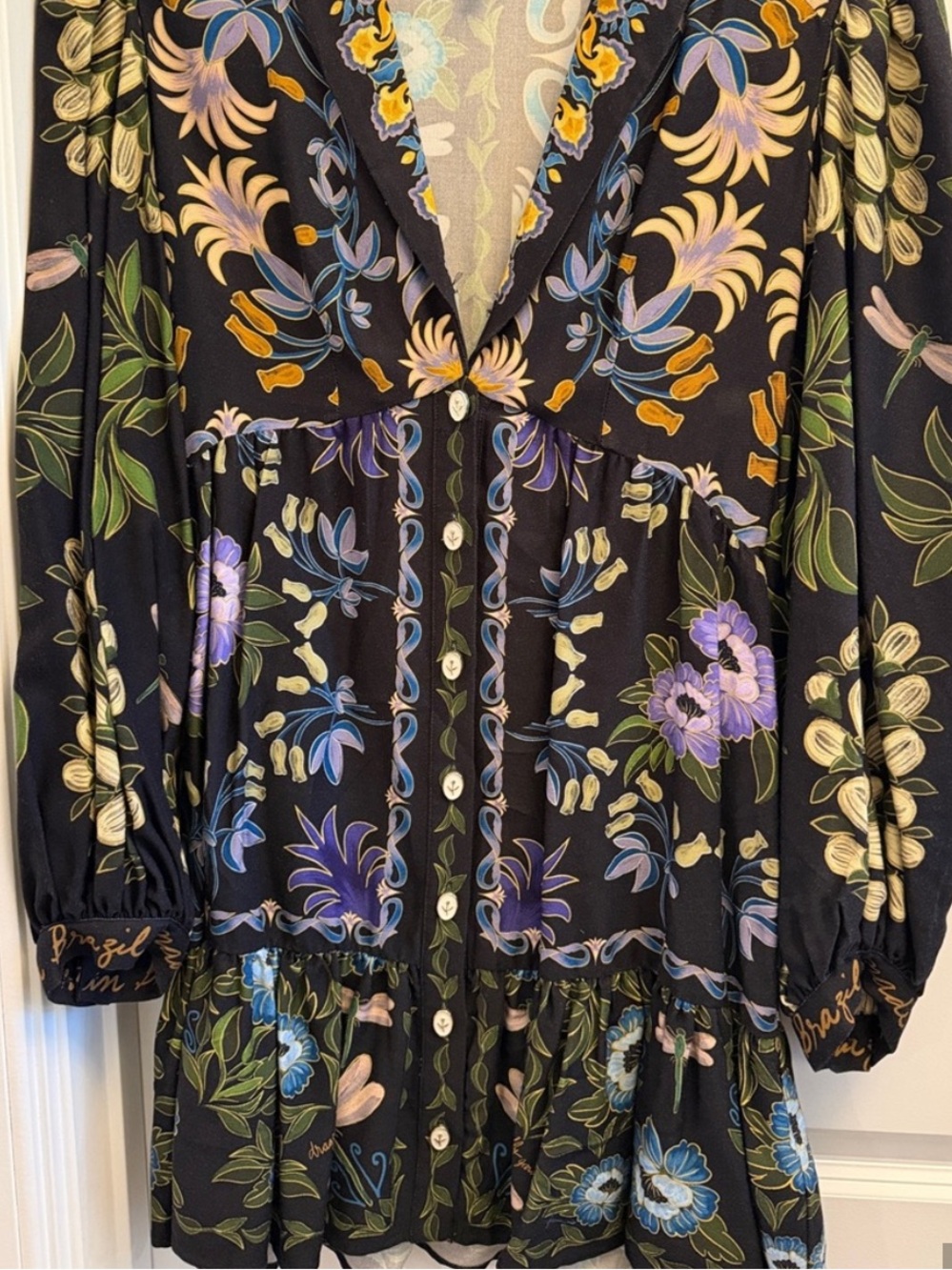 FARM Rio Black Mini Dress with Colorful Floral Embroidery - Picture 7 of 8